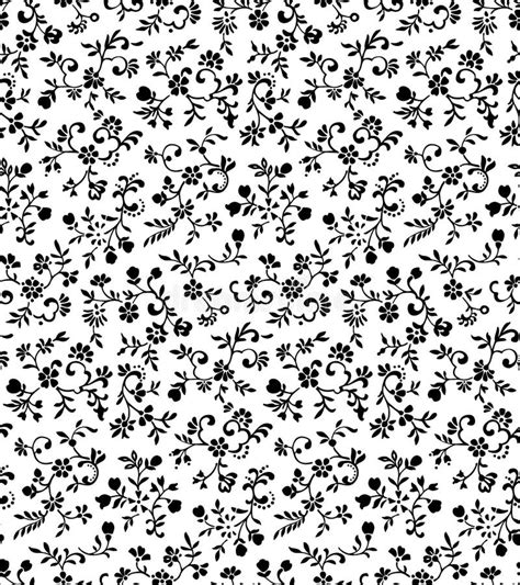 Seamless Vintage Pattern Floral Black White Stock Illustrations