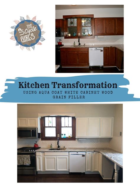 Perhaps you want to rebuild an area of a cabinet or counter that may. Kitchen Makeover - White Cabinet Wood Grain Filler ...