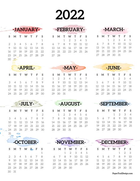 Print This 2022 Printable Calendar One Page Year At A Glance Calendar