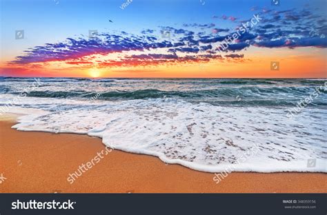 Colorful Ocean Beach Sunrise Stock Photo Edit Now 348359156
