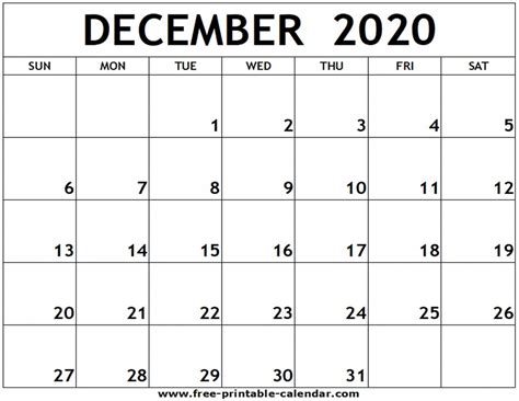 Want a reminder to print a calendar at the start of every month. December 2020 Calendar | Business Newsletter Templates