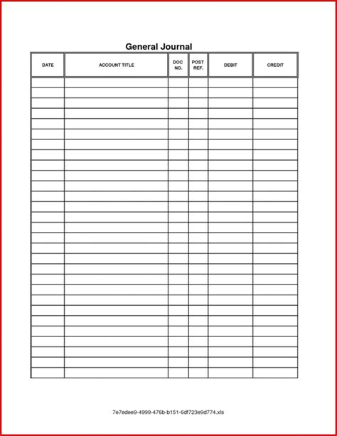 042 Accounting Journal Entry Template General Ledger Excel For Blank