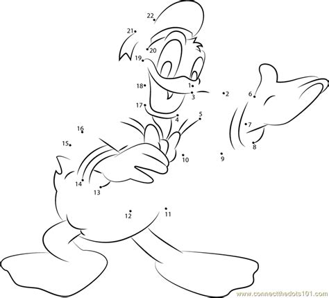 Donald Duck Sing Dot To Dot Printable Worksheet Connect The Dots