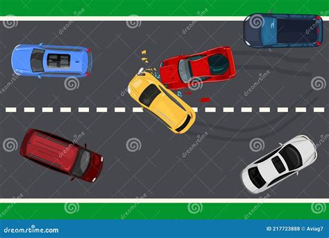 Two Car Accident Top View Vehicle Collision On The Road Stock Vector