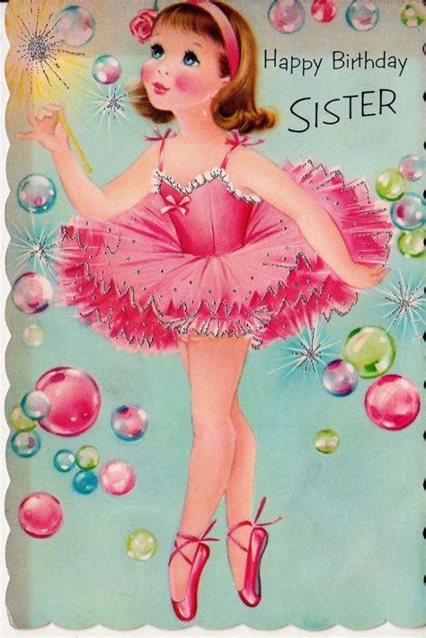 Vintage Happy Birthday Sister Ballerina Greetings Card Happy Birthday Vintage Sister Birthday