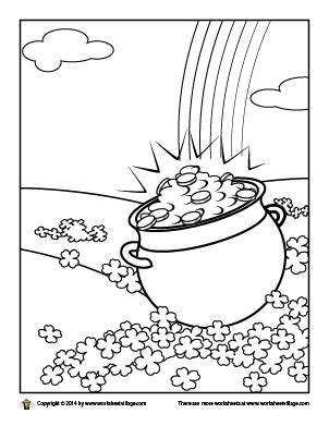 St patricks day celebration doodles. Pot of Gold and Rainbow Coloring Page | St patrick day ...