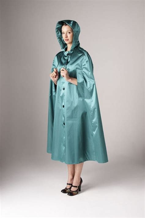 Beautiful Turquoise Rubber Lined Satin Cape By Storm Clouds Rainwear