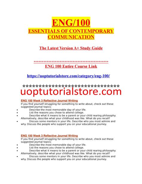 The reflective essay can be very helpful because writing it helps you process whatever you are writing about. ENG 100 Week 3 Reflective Journal Writing by Lucky - Issuu