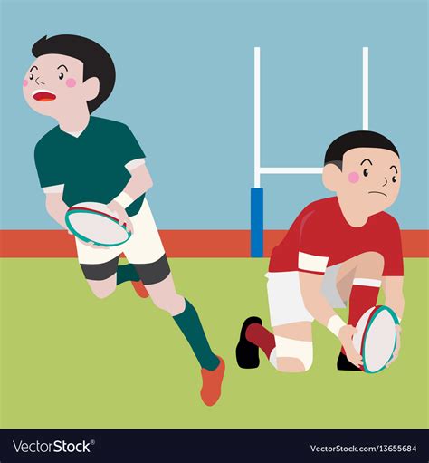 Rugby Athletic Sport Cartoon Set Royalty Free Vector Image