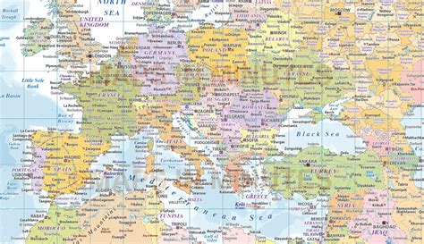 Digital vector Europe Political Map with iocean floor ...
