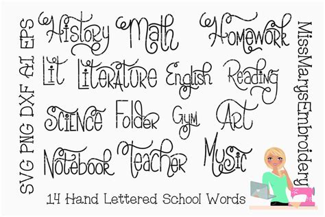 Hand Lettered School Subjects So Fontsy