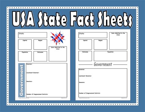 Usa State Fact Sheets Printables Grades 6 8 For Etsy