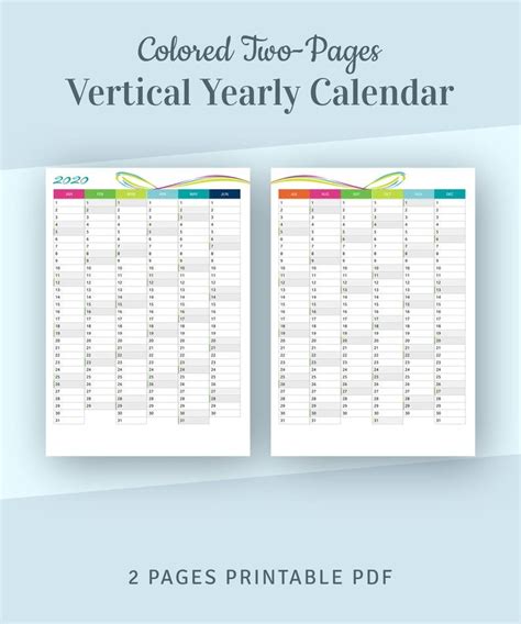 Yearly Planner Insert Vertical Planner Weekly Calendar Two Page