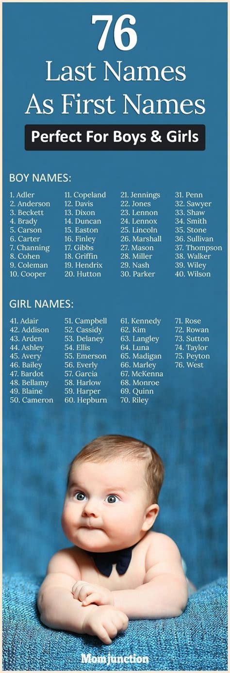 76 Last Names As First Names Perfect For Boys And Girls Baby New