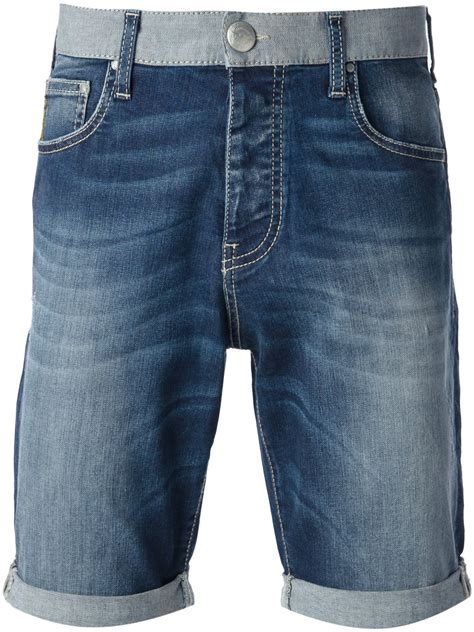 Lyst Armani Jeans Faded Denim Shorts In Blue For Men