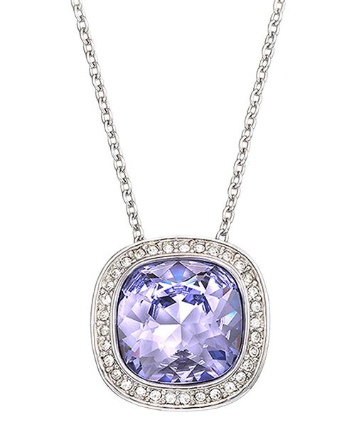 Swarovski Simplicity Lavender Crystal Pendant Necklace In Metallic Lyst
