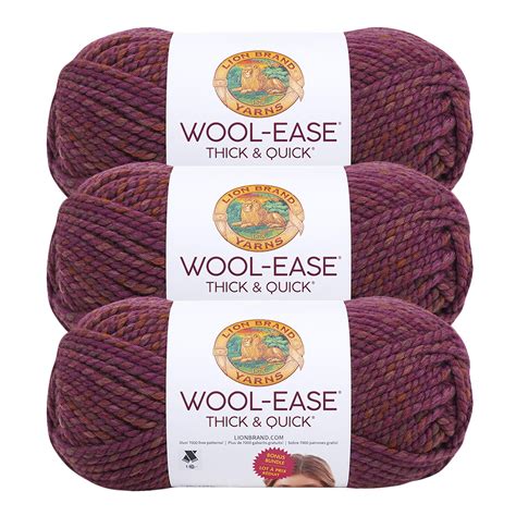 Lion Brand Yarn Wool Ease Thick And Quick Bonus Bundle Crushed Violets