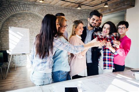 Picture Of Successful Business Team Having Celebration Stock Photo