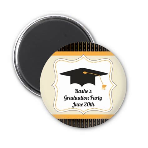 Black And Gold Personalized Graduation Party Magnet Favors