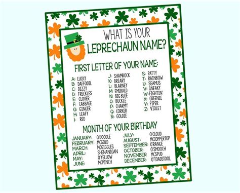 Leprechaun Name Game What Is Your Leprechaun Name Instant Digital