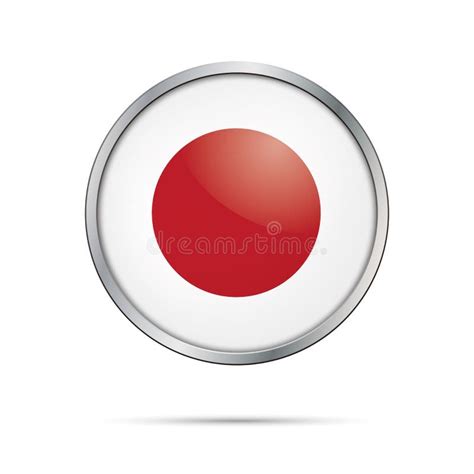 Vector Flag Button Japan Flag In Glass Button Style Stock Vector
