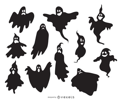 Creepy Illustrated Ghost Silhouettes Vector Download