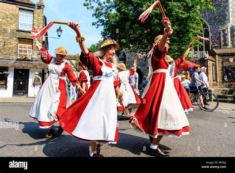Traditional English Folk Dancers Women Of The Rising Larks Morris Team