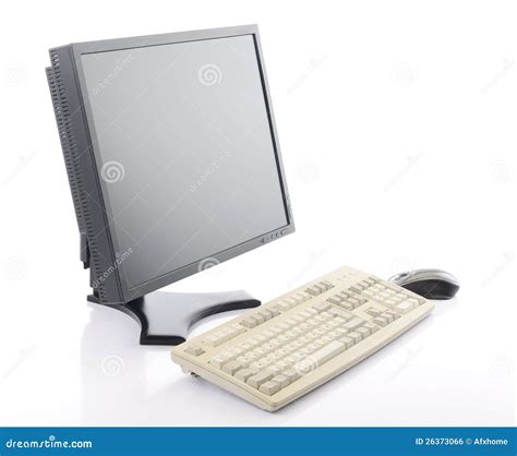 Flat Screen Lcd Monitor With Keyboard And Mouse Stock Photo Image Of
