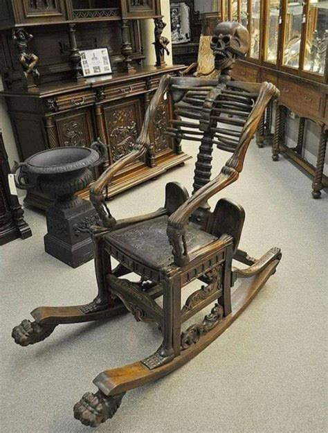 Carved Skeleton Rocking Chair Russia 19th Century Roddlyterrifying