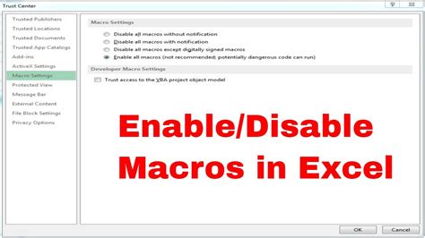 How To Enable Macro In Excel Enable Macro In Excel Disable Macro