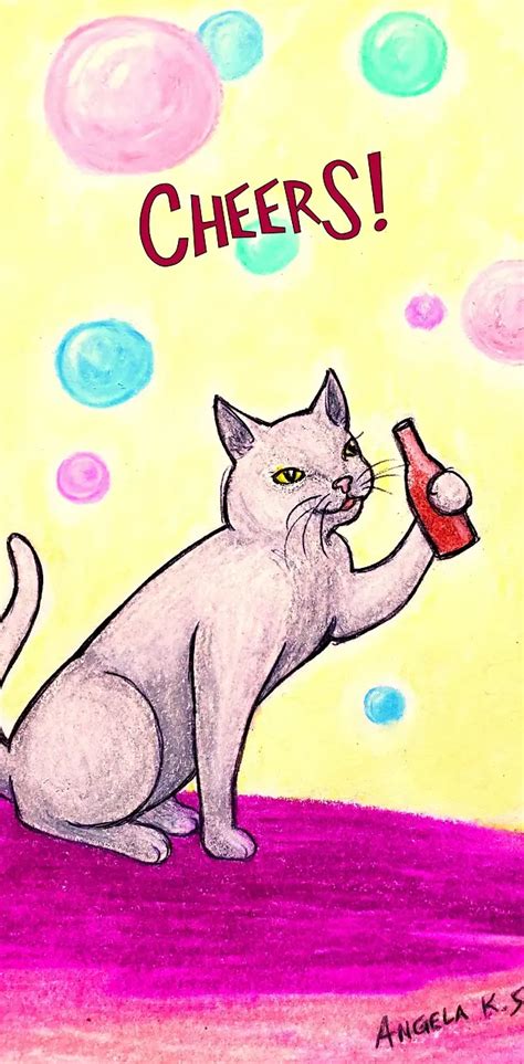 Cat Cheers Art Wallpaper By 1artfulangel Download On Zedge 4c6c