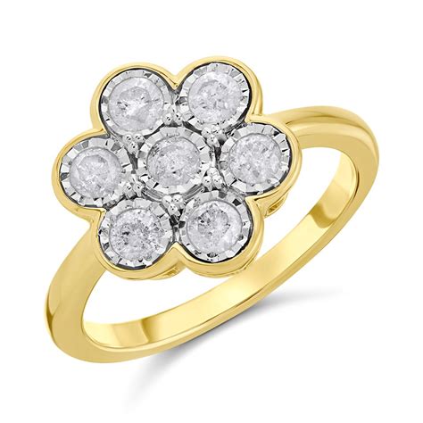 9ct Gold Diamond Cluster Ring 55pts D9292 Fhinds Jewellers