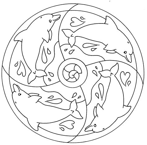 Mandala Delfine.bmp 1.792×1.778 Pixel | Ausmalbilder, Mandala