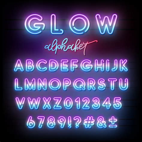 Neon Light Alphabet Multicolor Glowing Typeface In 2020 Neon