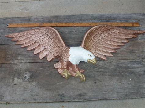 vintage cast aluminum bald eagle wall hanging plaque 38 wingspan sculpture 2095796931