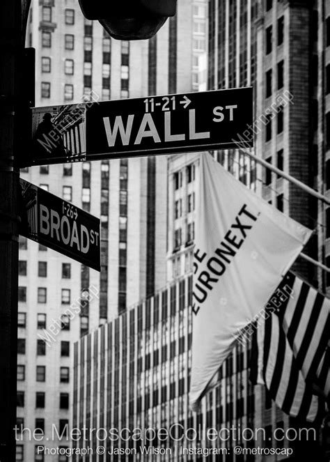 Wall Street At Broad In New York City Black And White Pictures