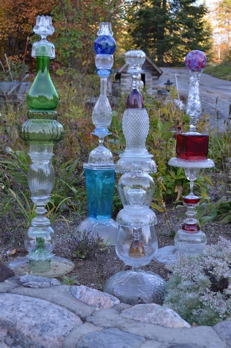 Macgirlver Garden Totems Recycled Glass Glass Garden Art Garden