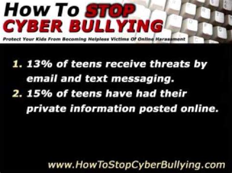 This includes sending crude pictures, posting fake web pages, or tweeting slanderous messages. Cyber Bullying Facts 2009 #1 - YouTube