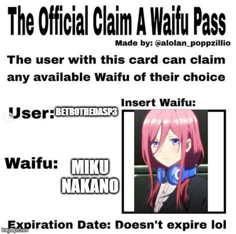 Official Claim A Waifu Pass Imgflip