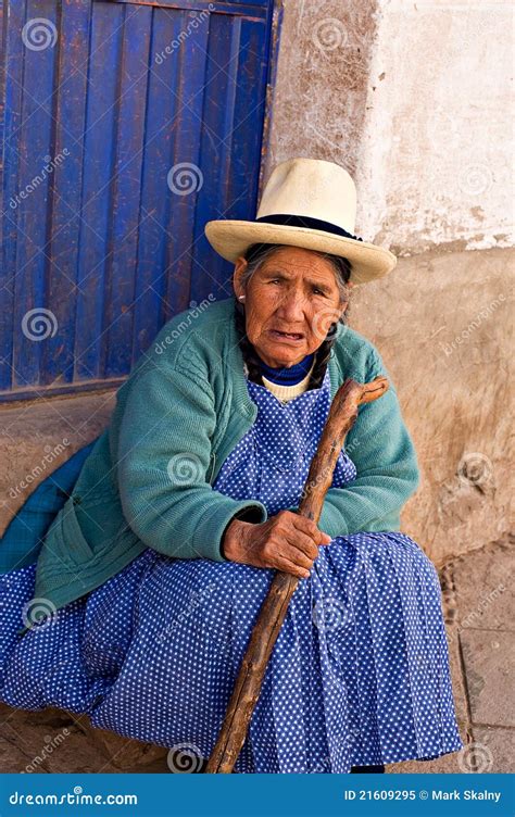 Peruvian Woman Sits On A Step Pisac Peru Editorial Image Image Of