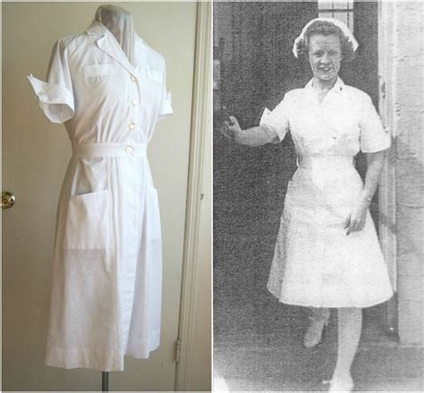 1940s Military Nurse Dress Nurses Uniform Dress White By Edgertor Nursing Pins Nursing Cap