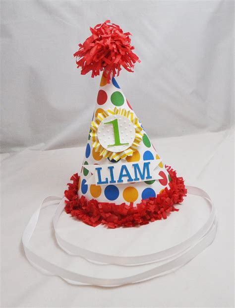 1st Birthday Party Hat Boy Primary Colors Personalized
