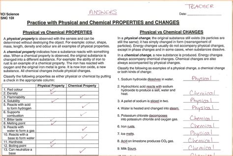 You can download free of charge this physical vs chemical properties worksheet answers. matter and change worksheet answers | Physical and ...