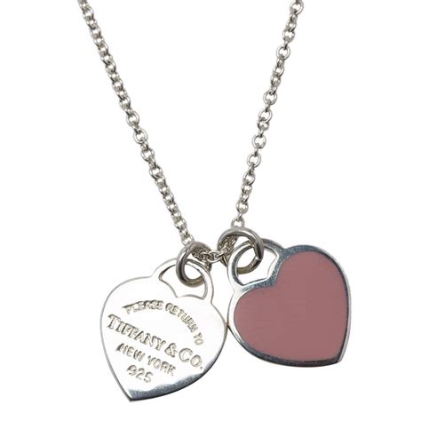 Tiffany And Co Return To Tiffany Double Heart Tag Pink Pendant Necklace