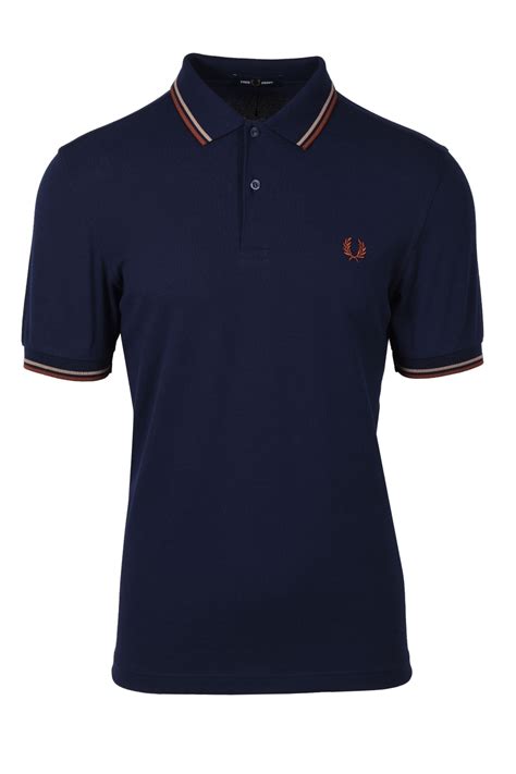 Fred Perry Twin Tipped Polo Shirt Carbon Bluewarm Stonepaprika M3600