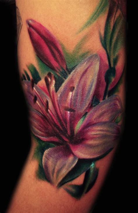 Color Lily Flower Tattoo