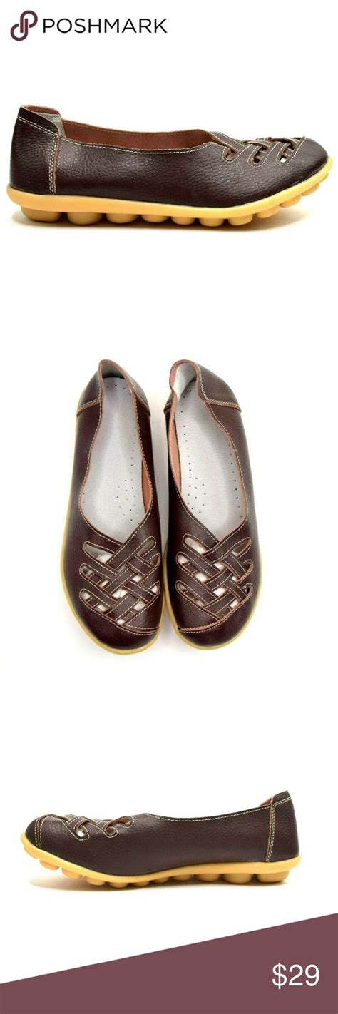 Womens Leather Slip On Flats Eur 40 Brown New In 2020 Leather Slip
