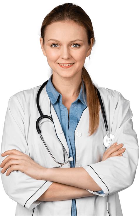 Female Doctor Smiley Coat Hospital Stethoscope Png Female Doctor