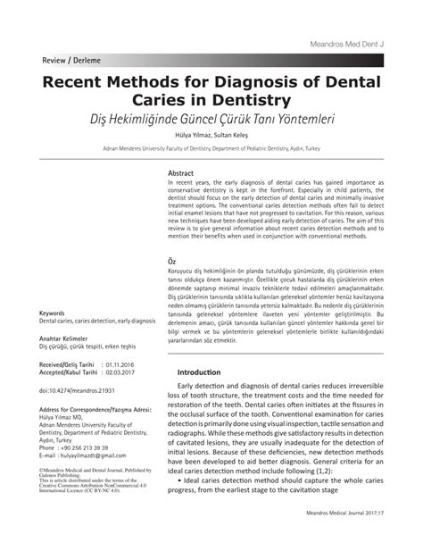 Pdf Recent Methods For Diagnosis Of Dental Caries In Dentistry