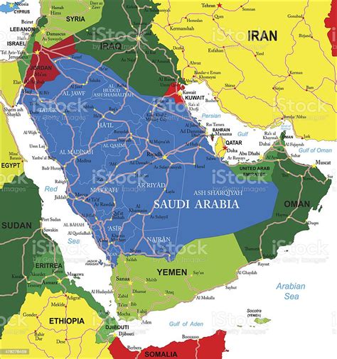 Ilustración de Mapa De Arabia Saudita y más Vectores Libres de Derechos